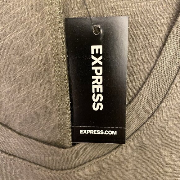 Express Womens Scoop Neck Padded Shoulder Sleeveless Tee Olive Green Size XS NWT - Picture 14 of 16